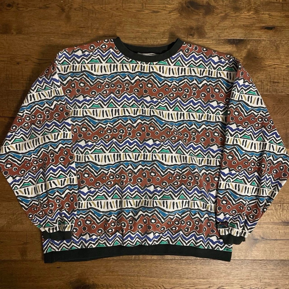 Greg Norman Reebok Geometric Sweater Mens XXL Multi Retro 90s Vintage Rare
